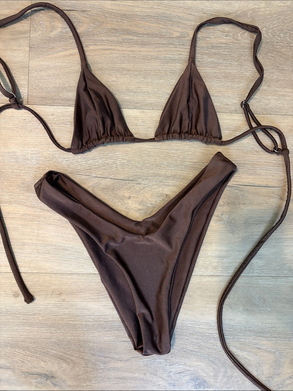 Lioness Brown Triangle Tie Bikini Set - Picture 3 of 4